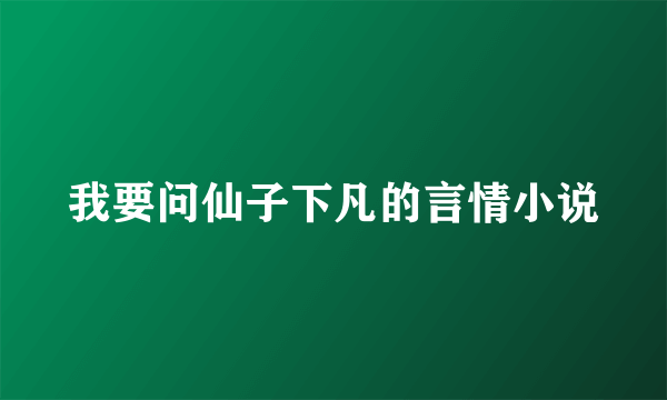 我要问仙子下凡的言情小说