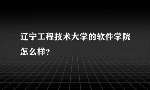 辽宁工程技术大学的软件学院怎么样？