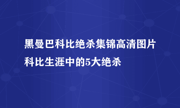 黑曼巴科比绝杀集锦高清图片科比生涯中的5大绝杀