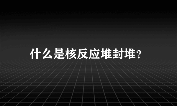 什么是核反应堆封堆？