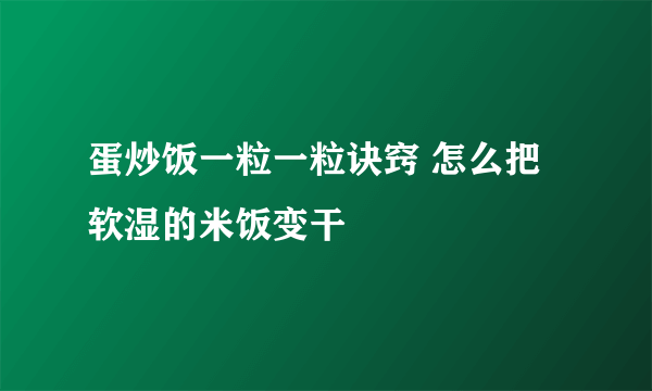 蛋炒饭一粒一粒诀窍 怎么把软湿的米饭变干