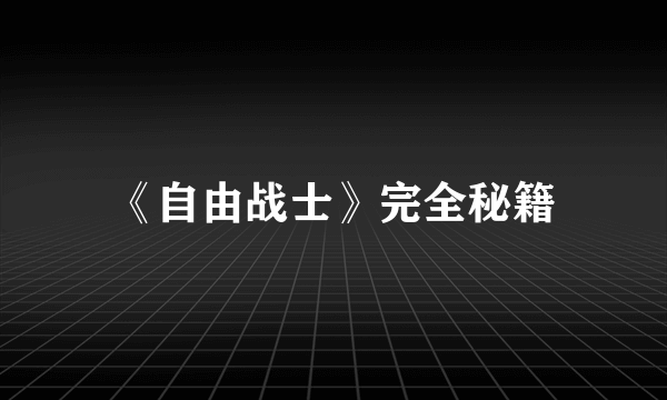 《自由战士》完全秘籍