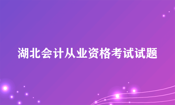 湖北会计从业资格考试试题