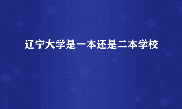 辽宁大学是一本还是二本学校