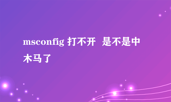 msconfig 打不开  是不是中木马了