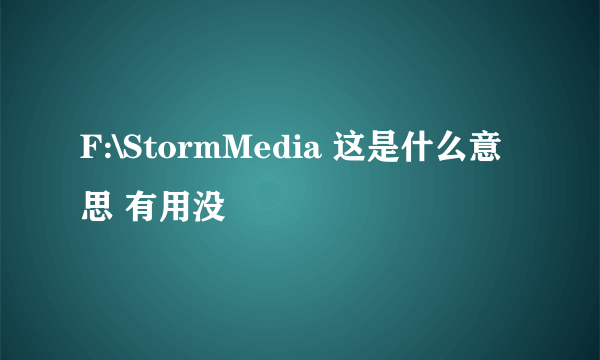 F:\StormMedia 这是什么意思 有用没