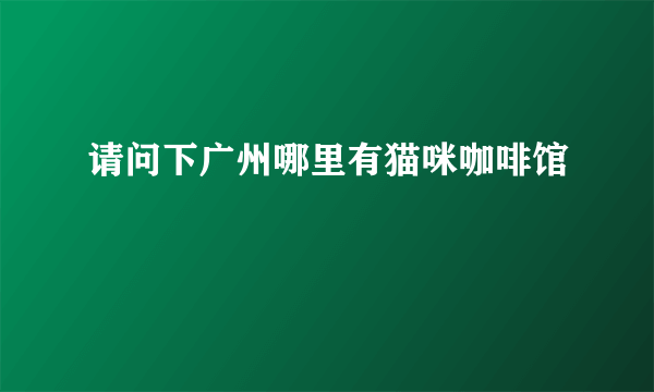 请问下广州哪里有猫咪咖啡馆