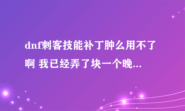 dnf刺客技能补丁肿么用不了啊 我已经弄了块一个晚上了 具体的来