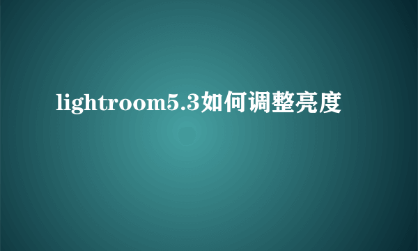 lightroom5.3如何调整亮度