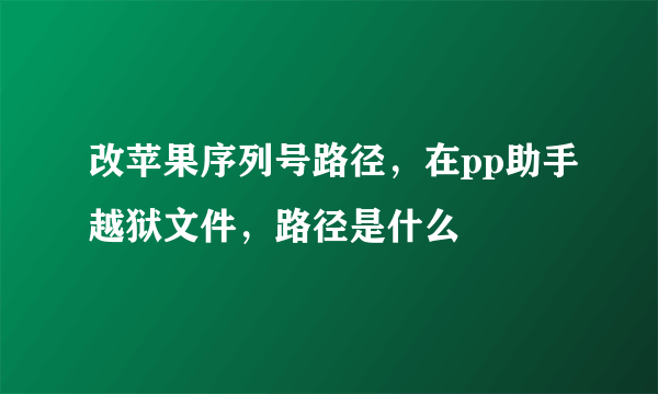 改苹果序列号路径，在pp助手越狱文件，路径是什么