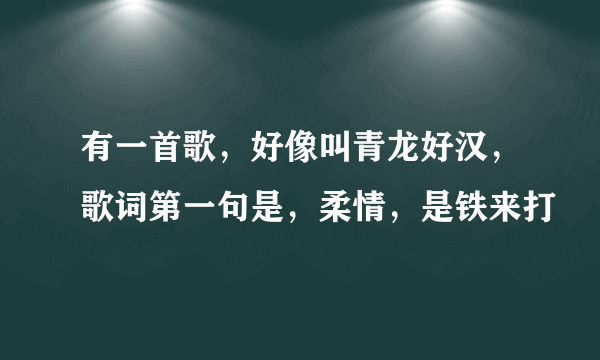 有一首歌，好像叫青龙好汉，歌词第一句是，柔情，是铁来打