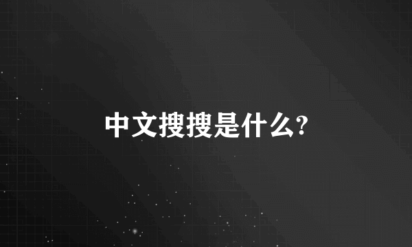 中文搜搜是什么?