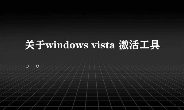 关于windows vista 激活工具。。