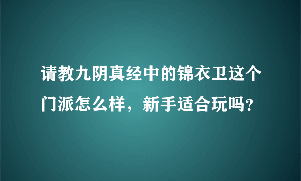 请教九阴真经中的锦衣卫这个门派怎么样，新手适合玩吗？