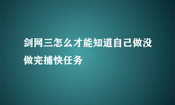 剑网三怎么才能知道自己做没做完捕快任务