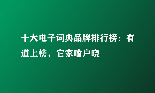 十大电子词典品牌排行榜：有道上榜，它家喻户晓