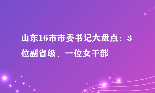 山东16市市委书记大盘点：3位副省级、一位女干部