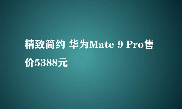 精致简约 华为Mate 9 Pro售价5388元