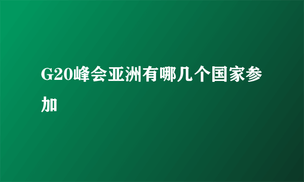 G20峰会亚洲有哪几个国家参加