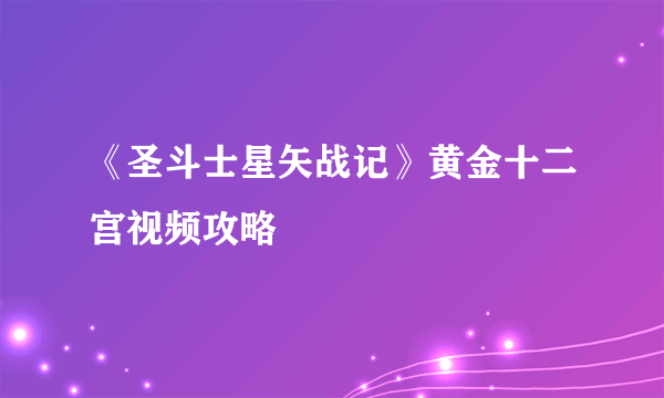 《圣斗士星矢战记》黄金十二宫视频攻略