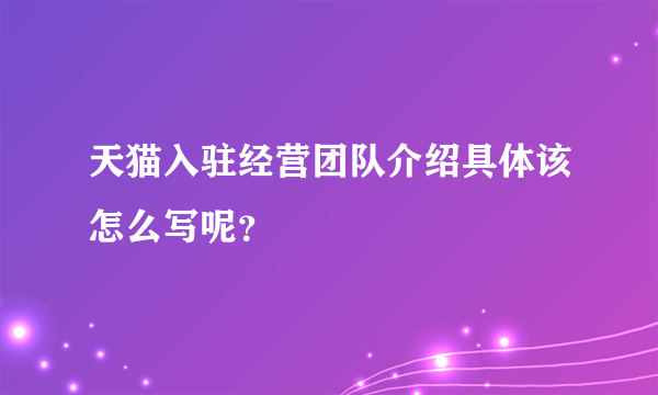 天猫入驻经营团队介绍具体该怎么写呢？