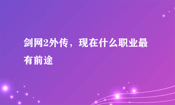 剑网2外传，现在什么职业最有前途