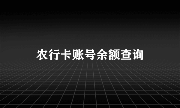 农行卡账号余额查询