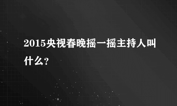 2015央视春晚摇一摇主持人叫什么？