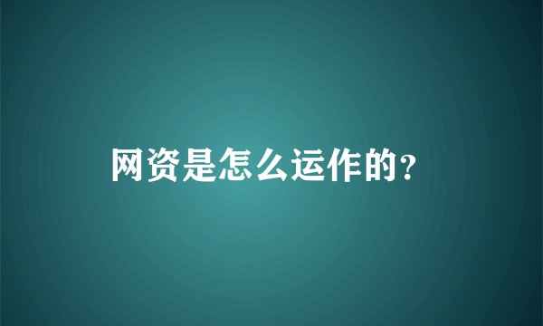 网资是怎么运作的？