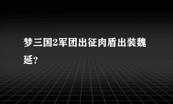 梦三国2军团出征肉盾出装魏延？