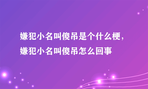 嫌犯小名叫傻吊是个什么梗，嫌犯小名叫傻吊怎么回事