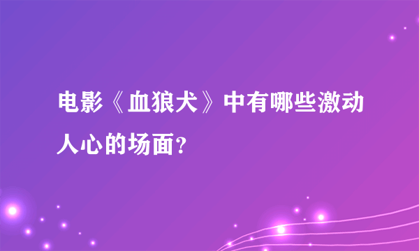 电影《血狼犬》中有哪些激动人心的场面？