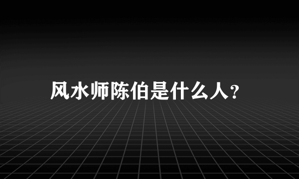 风水师陈伯是什么人？